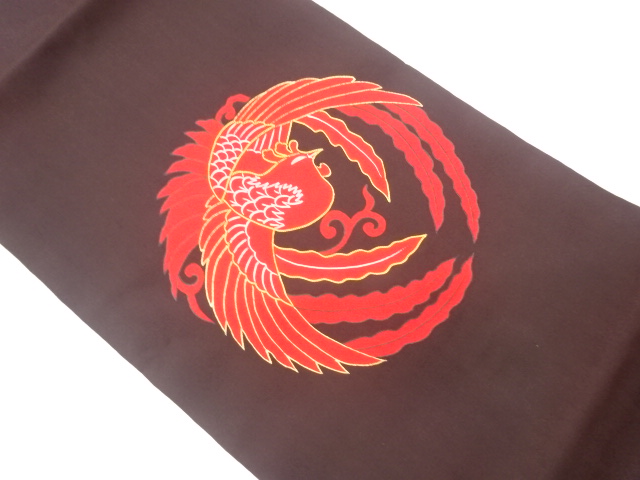 塩瀬金彩金駒刺繍手描き鳳凰模様名古屋帯